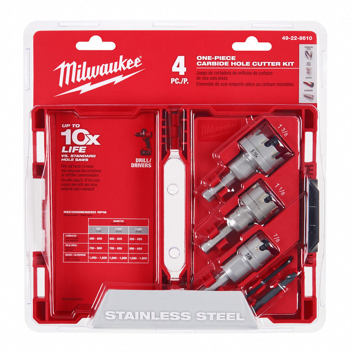 HoleCutterKit 4pcs Sizes 0.875 -1.375 
