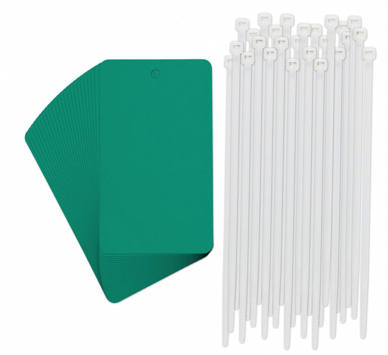 Tag Rectangle Green 5 H 3 W PK25