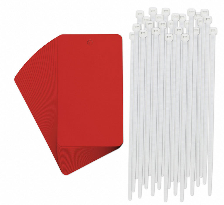 Tag Rectangle Red 5 H 3 W PK25