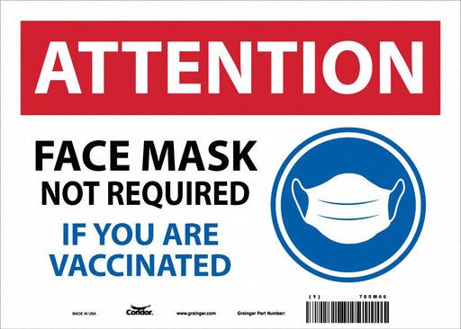 Face Mask Safety Sign Plastic Rectangle