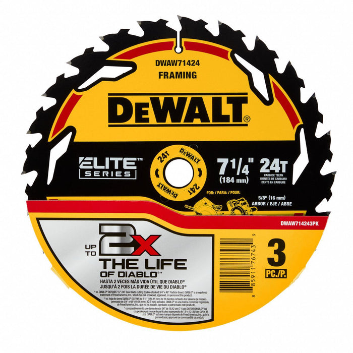 CircularSawBlade Carbide Dia 7.25 PK3