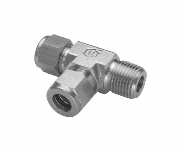 Tee SS Comp10mm MNPT1/4 Comp10mm