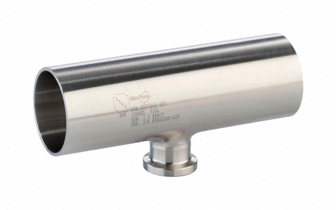 Tee SS Orbital Weld 2 in Clamp 1/2 in