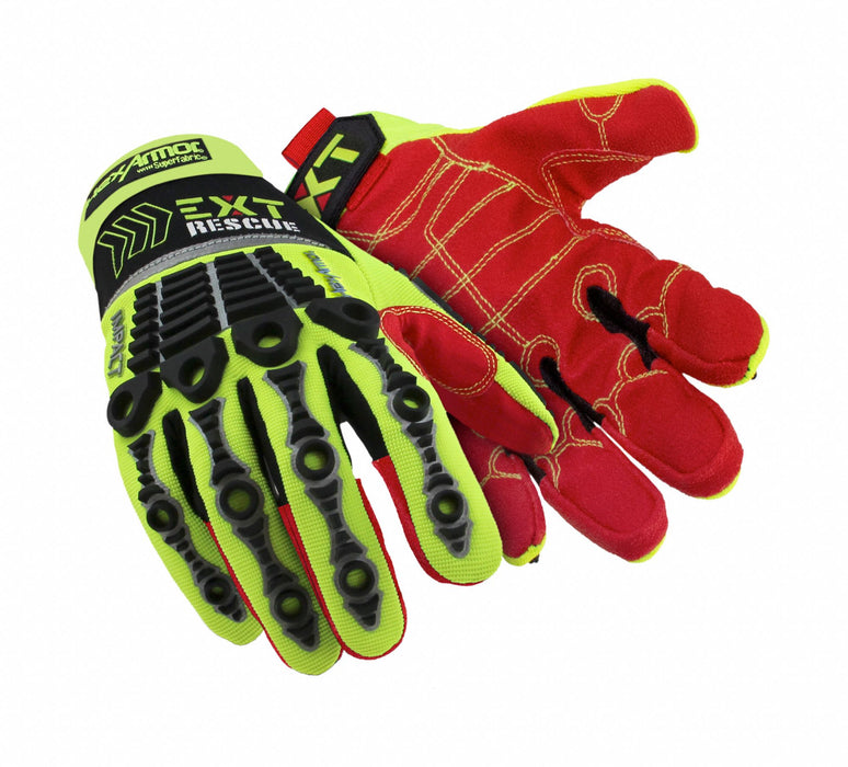 Safety Gloves Black/Hi-Vis Grn/Red XL PR