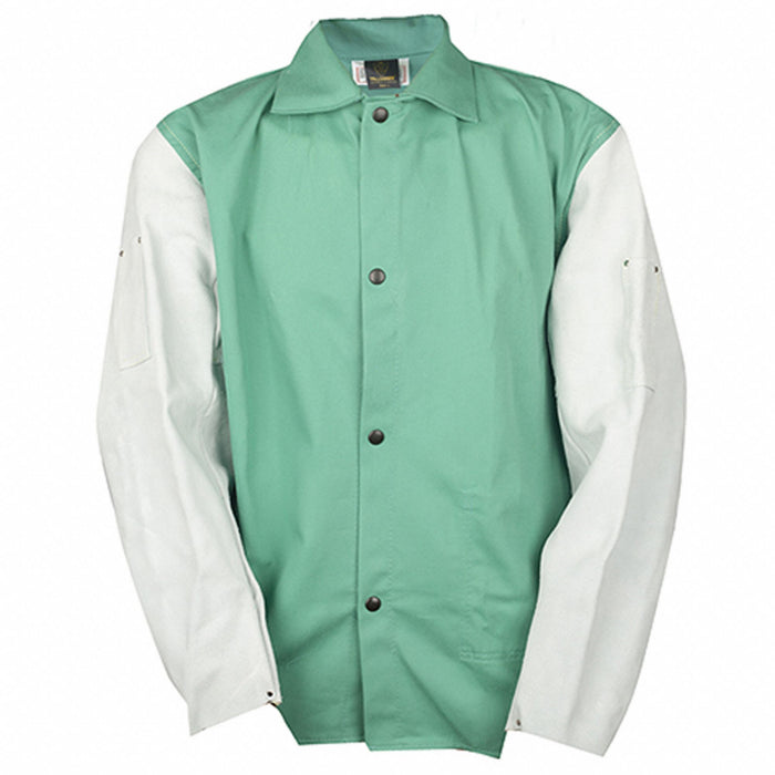 Jacket Leather Sleeves Leather Green 5XL