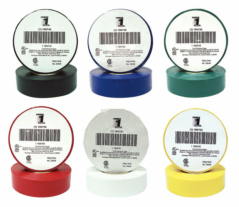 Elec Tape 60 ft Lx3/4 W 7 mil Assorted