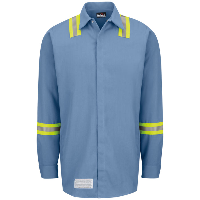 Enhanced Visibility Concealed-Gripper Pocketless Work Shirt