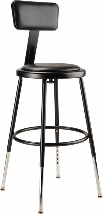 Blk Vinyl Stool Back 19-27 H Stationary