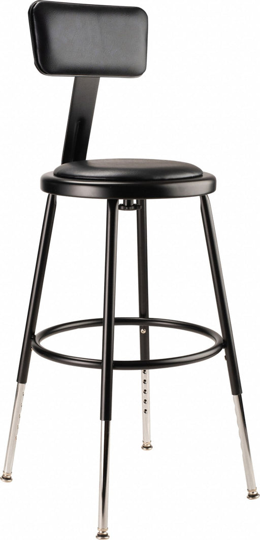 Blk Vinyl Stool Back 19-27 H Stationary
