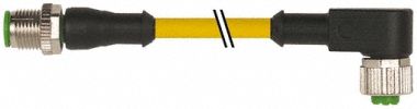 Cordset Straight M12 Yellow 22 AWG 4A