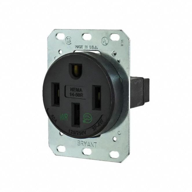 Receptacle Black 50 A 3P4W Black