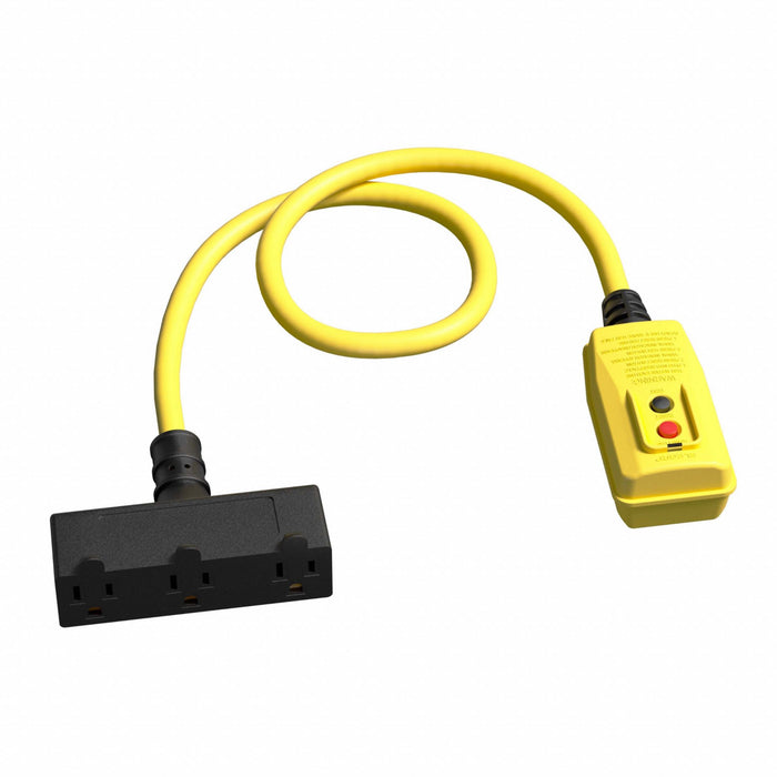 GFCI Yellow 2-2/5 ft 3 Outlet 12 AWG