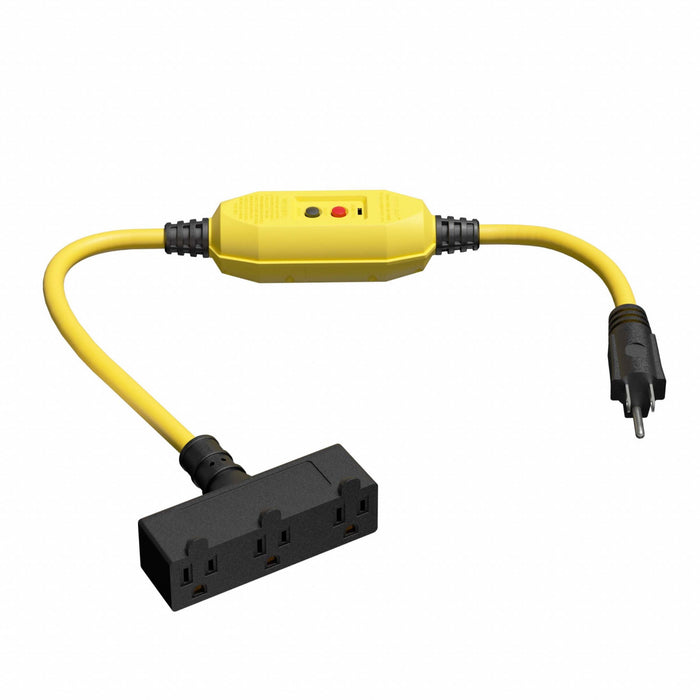 GFCI Yellow 3 ft 3 Outlet 12 AWG