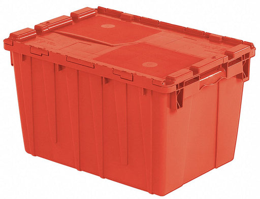 E3369 Attached Lid Container Red Solid HDPE