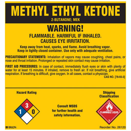 Chemical Label 5 in H 5 in W PK25