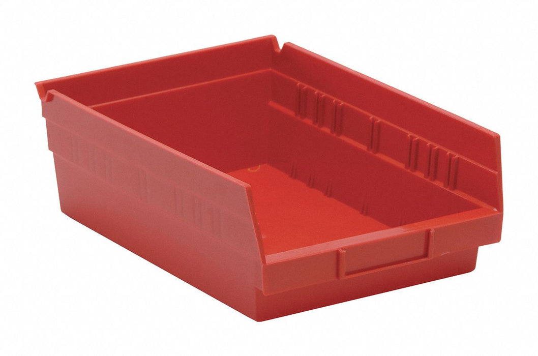 F0615 Shelf Bin Red Polypropylene 4 in
