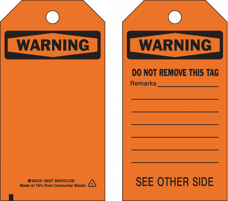 Warning Tag 5 3/4in H 3in W Polyest PK10