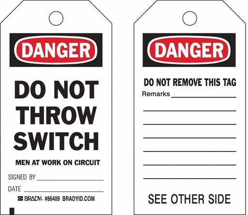 Danger Tag 7 in H 4 in W Polyester PK10