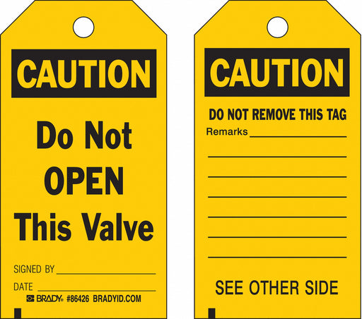 Caution Tag 7 in H 4 in W Polyester PK10