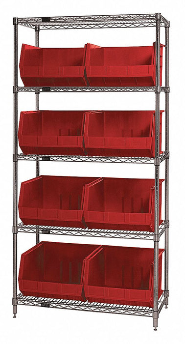 E3964 Bin Shlvng 18inx74inx36in Red