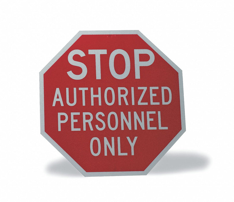 Rflct Auth Personnel Stop Sign 12x12in