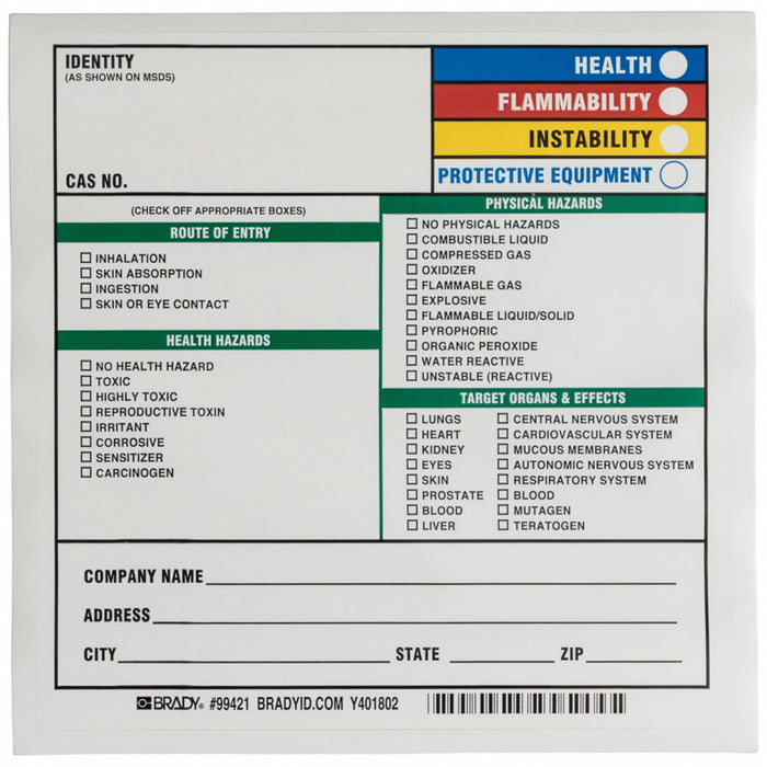 NFPA Label 10 in H 7 in W Vinyl