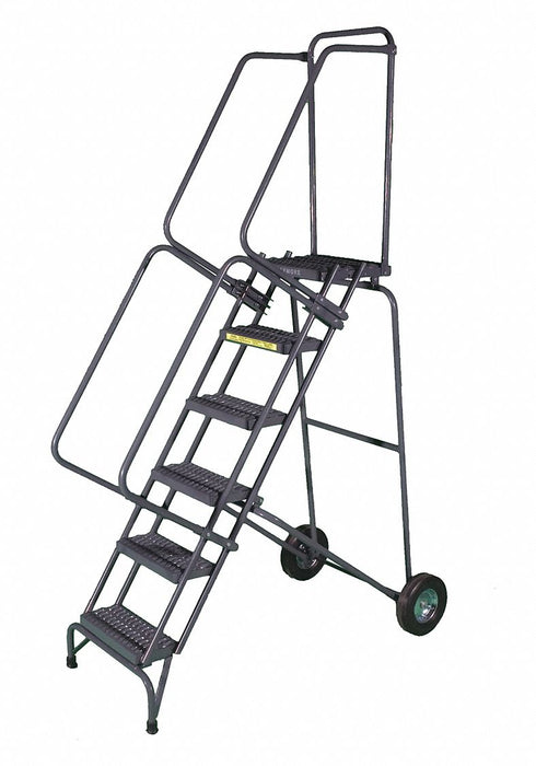 Folding Rolling Ladder Steel 70 In.H