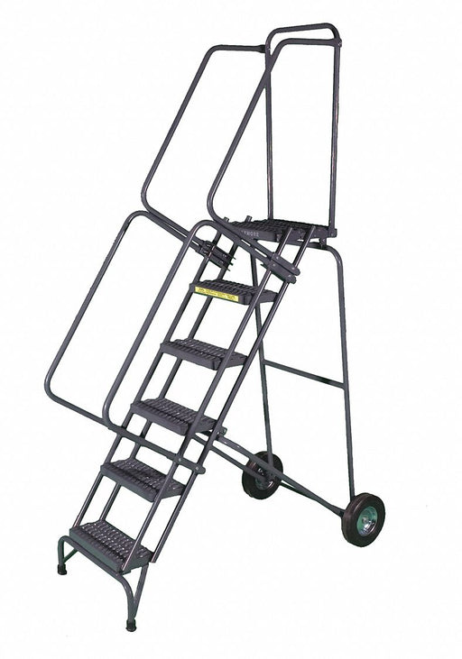 Folding Rolling Ladder Steel 100 In.H