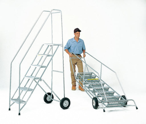 Folding Rolling Ladder Steel 90 In.H