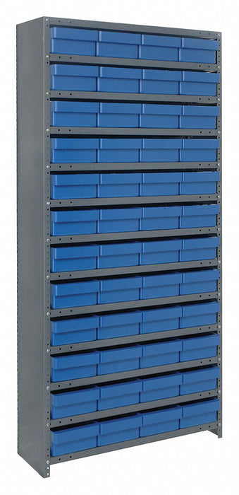 E6884 Enclosed Bin Shlvng 12x75x36in Blue