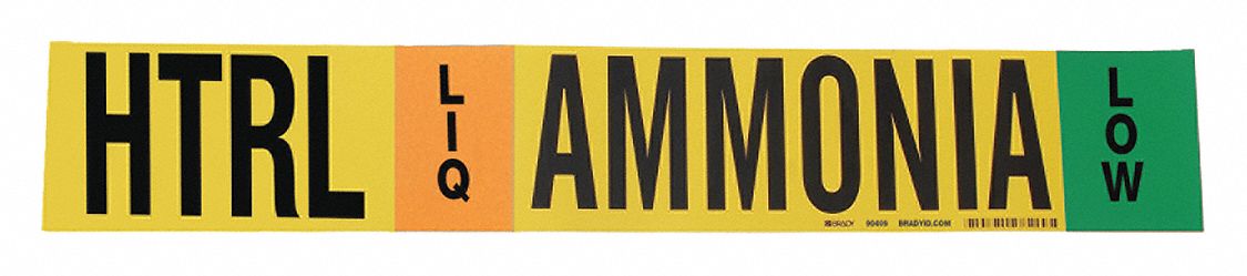 Pipe Marker Ammonia 2 1/4 in H 14 in W