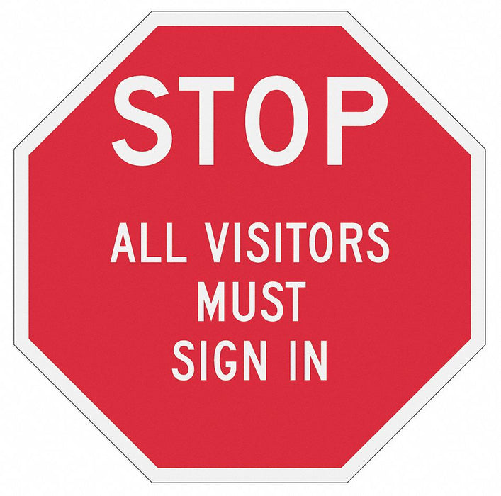 Rflctv Visitors Stop Sign 12x12in Alum