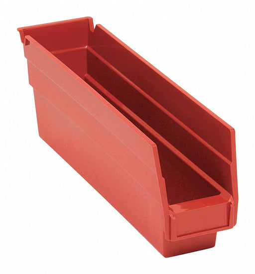 F0612 Shelf Bin Red Polypropylene 4 in