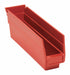 F0612 Shelf Bin Red Polypropylene 4 in