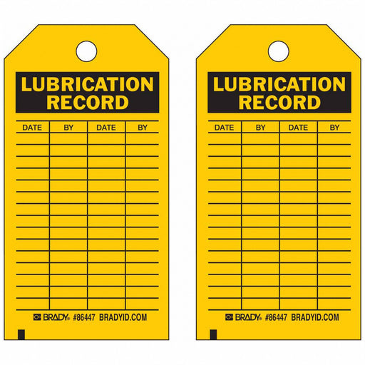 Lubrication Rcd Tag 5-3/4 x 3 In PK10