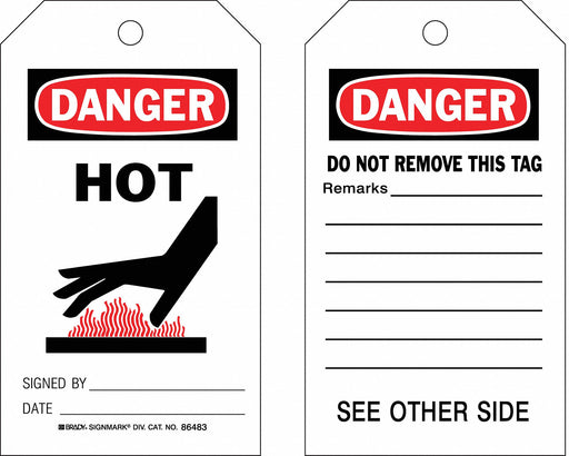 Danger Tag 7 in H 4 in W Polyester PK10