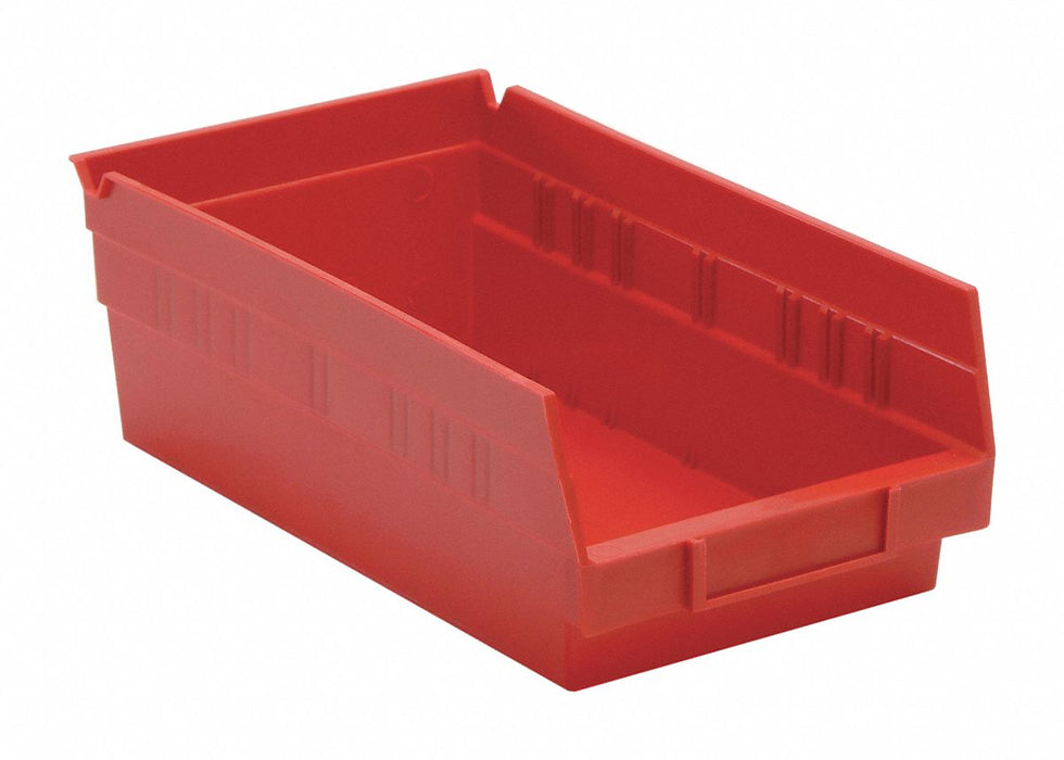 F0614 Shelf Bin Red Polypropylene 4 in