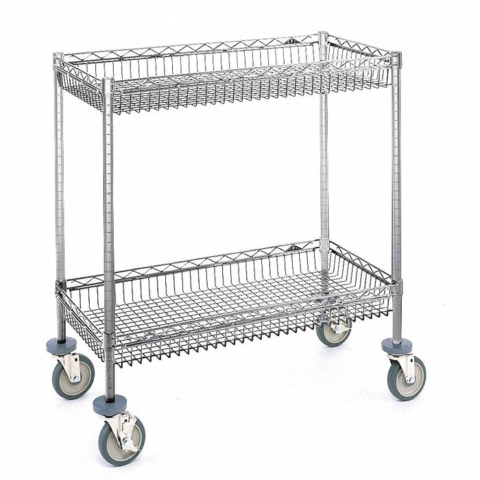 Basket Cart 2Shelf 39x48x18 Chrome