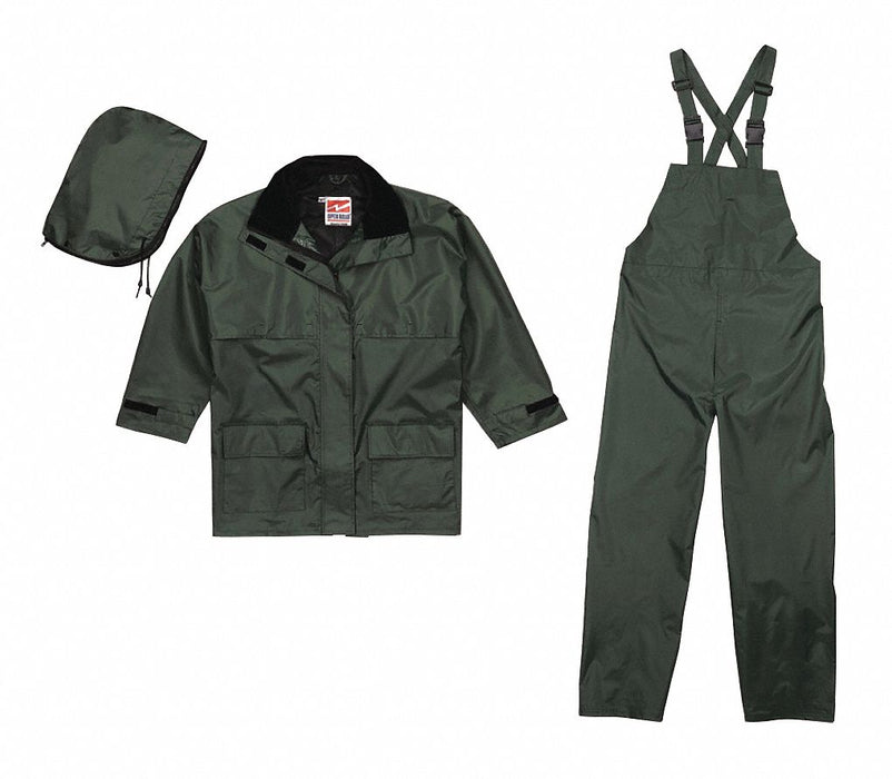 Rain Suit w/Jacket/Bib Unrated Green 3XL