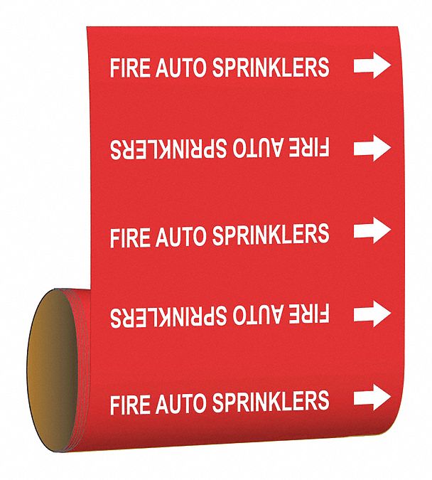 Pipe Marker Fire Auto Sprinklers 12in H
