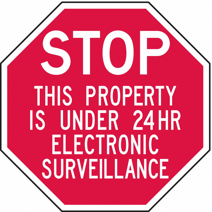 Rflct Surveillnce Stop Sign 12x12in Alum