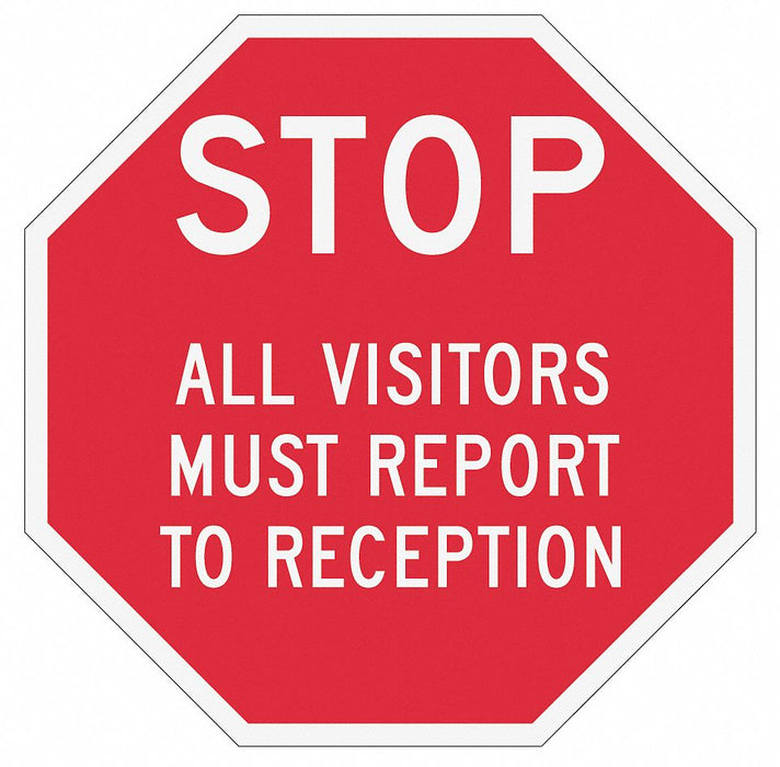 Rflctv Visitors Stop Sign 12x12in Alum