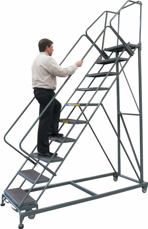 Safety Rolling Ladder Steel 120 In.H
