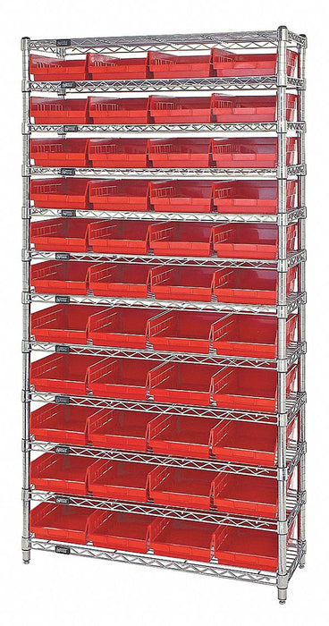 E3959 Bin Shlvng 18inx74inx36in Red