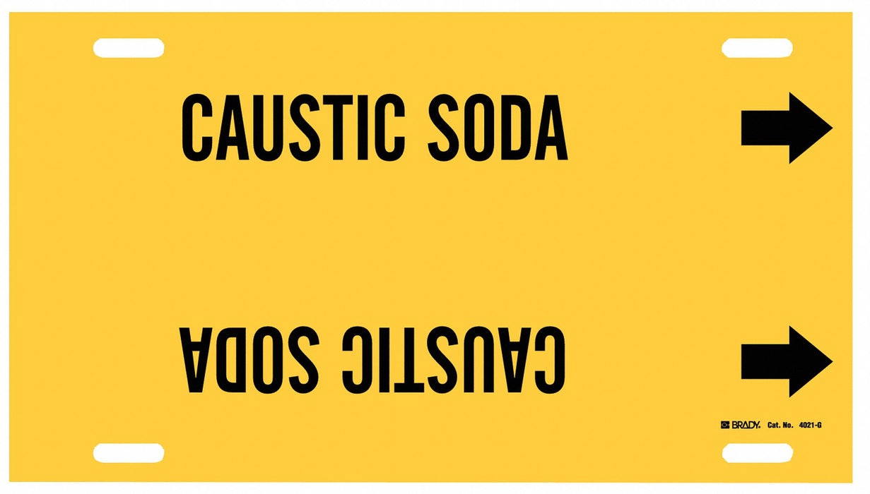 Pipe Marker Caustic Soda 10 in H 24 in W