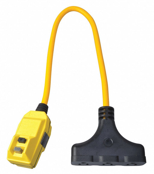 GFCI Yellow 25 ft 3 Outlet 12 AWG