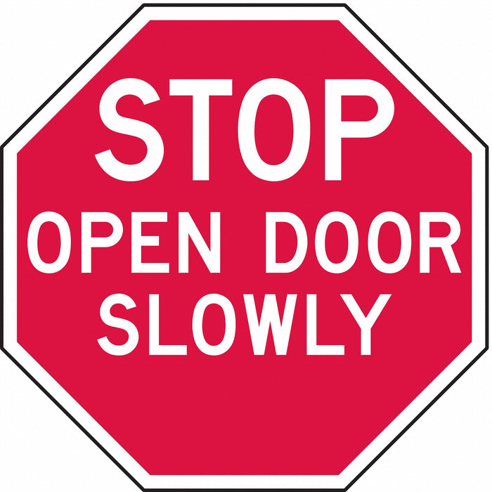 Door Instruction Stop Sign 12x12in Alum