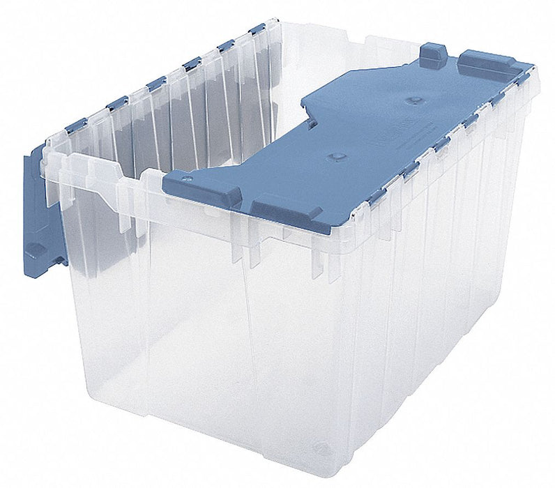 AttachedLidTote 21.5inL 15.25inW Clear