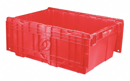 H6168 Attached Lid Container Red Solid HDPE