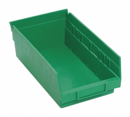 F0614 Shelf Bin Green Polypropylene 4 in